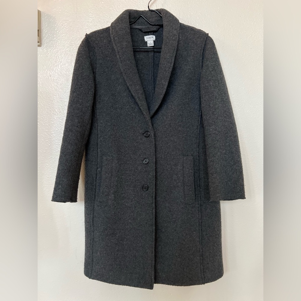 JCrew Wool Blend Grey Knee Length Overcoat